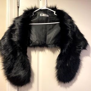 Black faux fur shrug